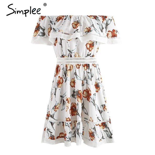 Simplee Summer boho print ruffle short dress