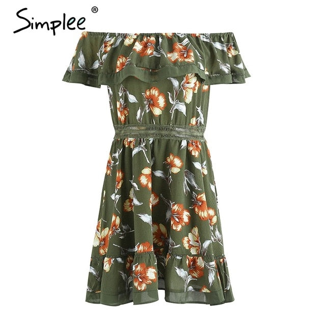 Simplee Summer boho print ruffle short dress