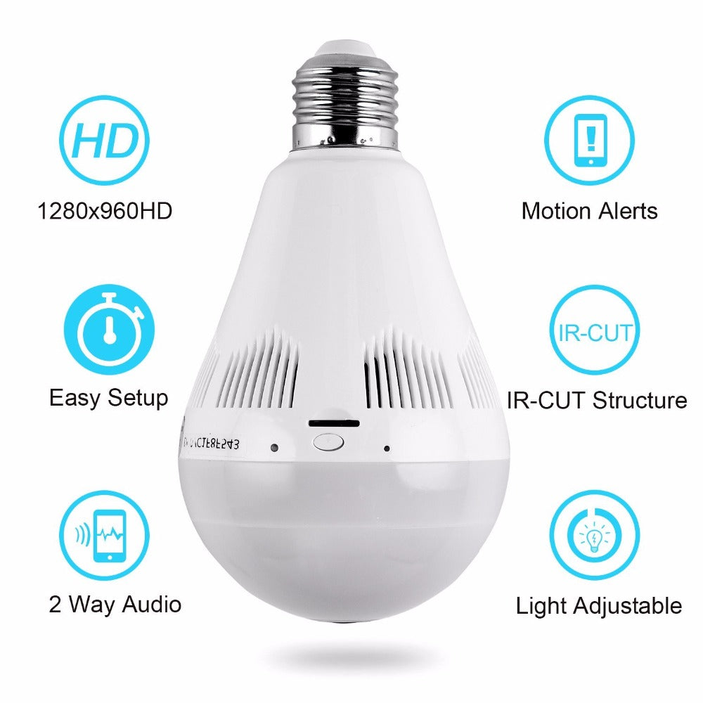 WIFI IP led lighting bulb CCTV camera 360 Degree