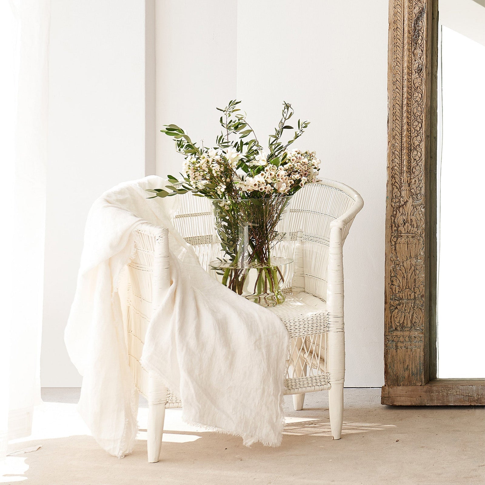 African Malawi Armchair in White Tribal Furniture from Originals Furniture Singapore