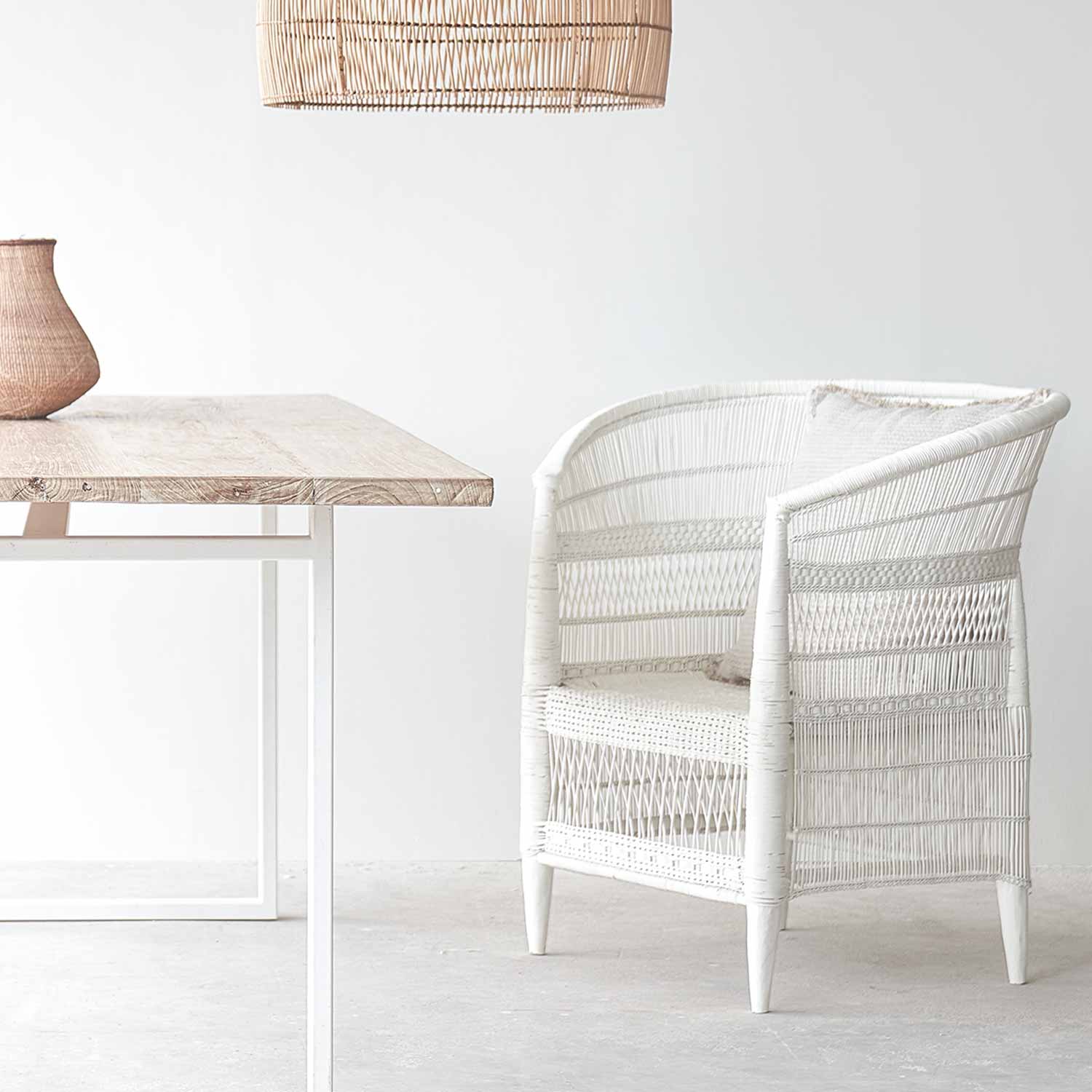 African Malawi Armchair in White Tribal Furniture from Originals Furniture Singapore