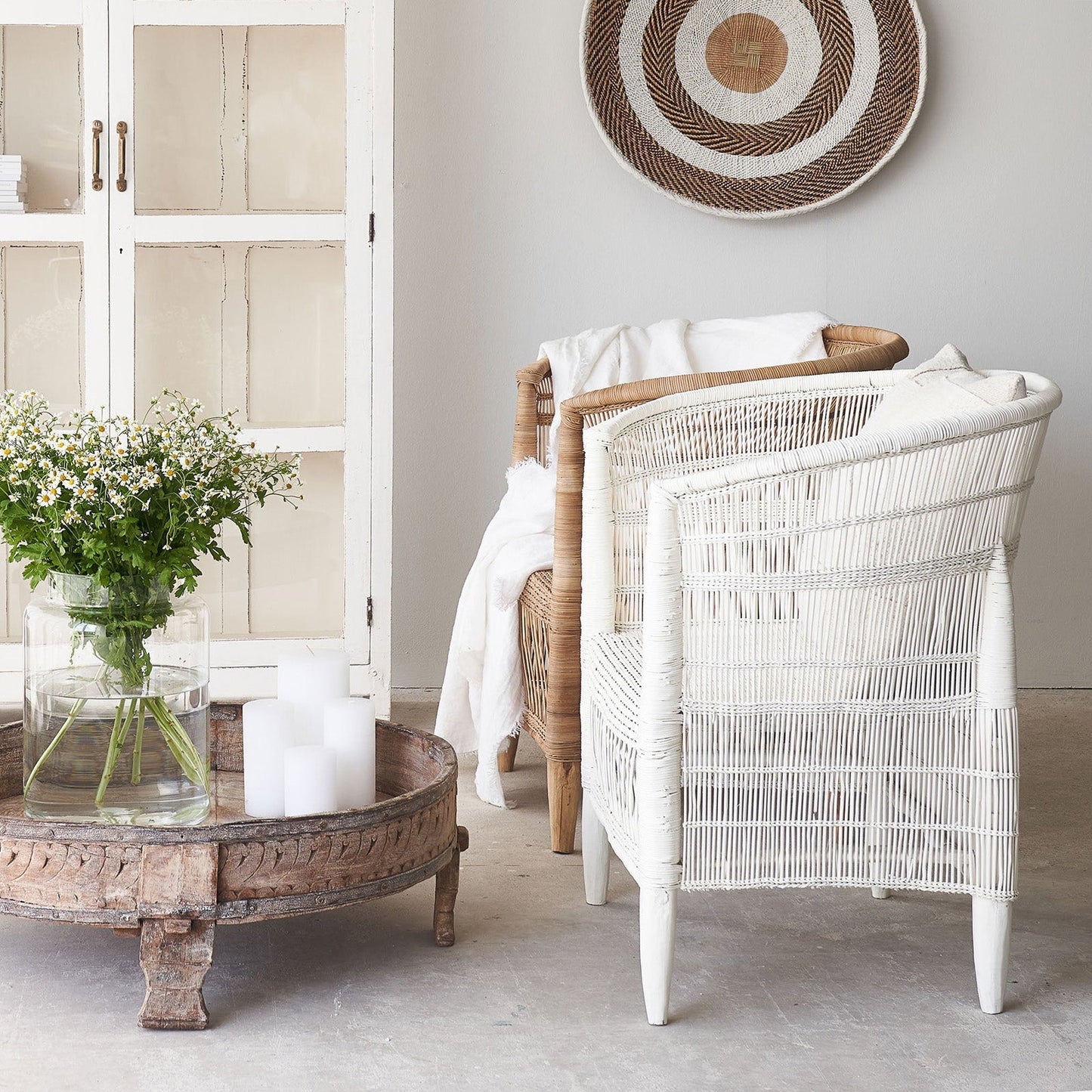 African Malawi Armchair in White Tribal Furniture from Originals Furniture Singapore