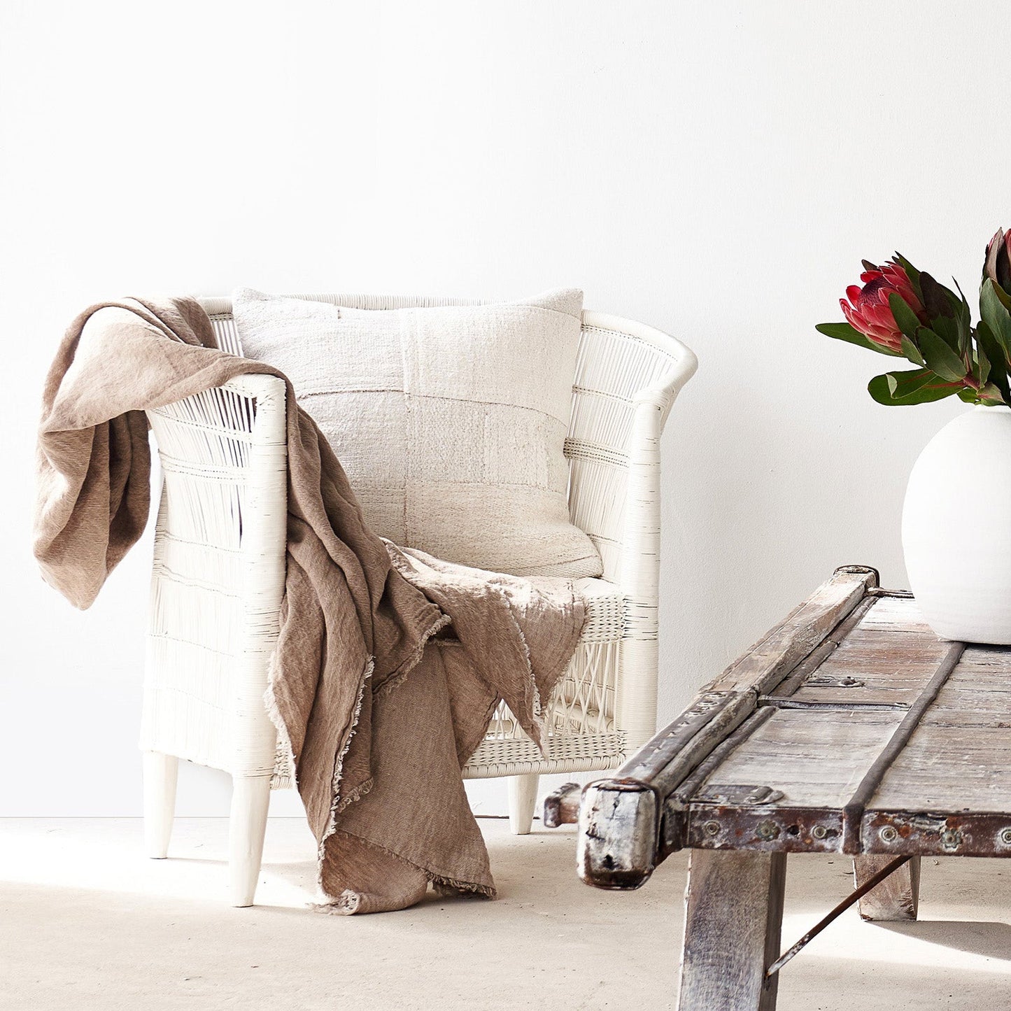 African Malawi Armchair in White Tribal Furniture from Originals Furniture Singapore
