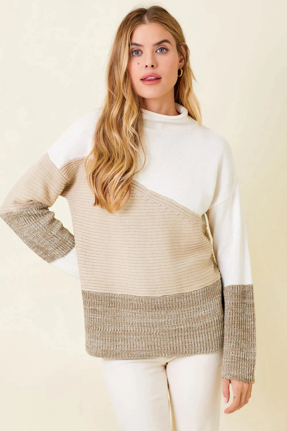 Allison Mock Neck Ribbed Sweater - Madison's Niche 
