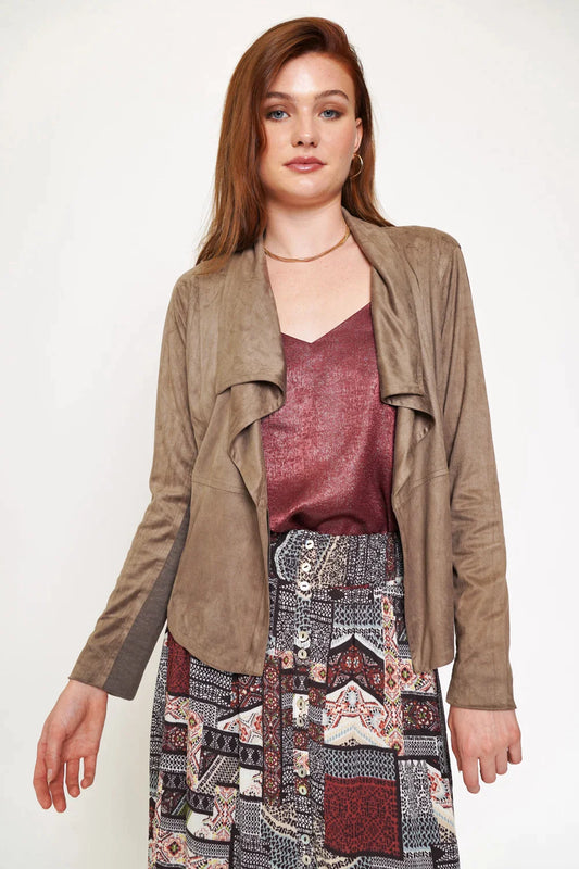 Corrie Drape Suede Jacket - Madison's Niche 
