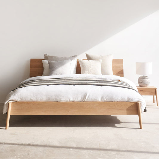 Air Oak Bed Frame with Air Bedside Table