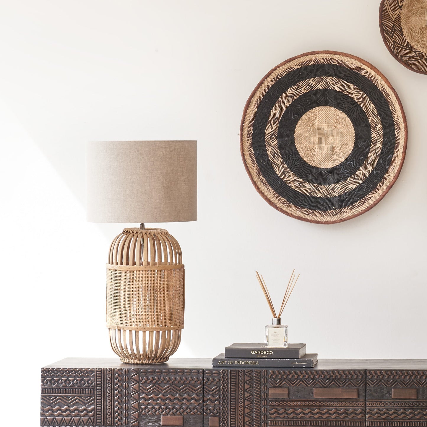 Alifia Table Lamp, natural and beautifully weaved. Chic and stylish piece. It is a versatile piece that provides an airy feel in any home. Available at $280.