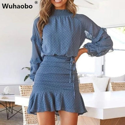 Wuhaobo 2 Pcs Sets Turtleneck Loose Shirt Dress