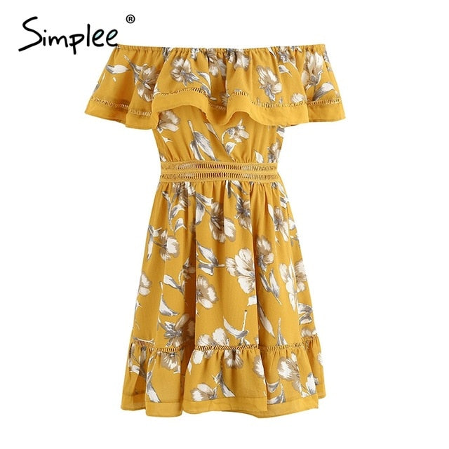 Simplee Summer boho print ruffle short dress