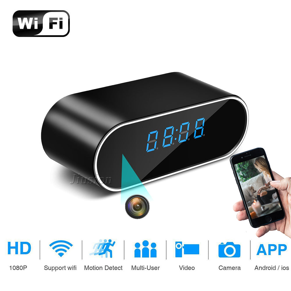 H.264 WiFi Table Clock Mini Camera 1080P HD IP P2P DVR Camcorder Alarm Set Night Vision Motion Sensor Remote Monitor Micro Cam