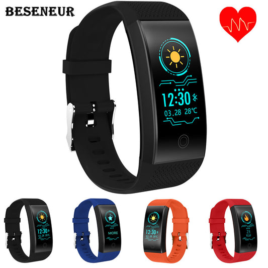 Beseneur QW18 Smart Wristband Heart Rate Monitor IP68 Waterproof Sleep Fitness Tracker Band Bluetooth Sports Bracelet pk mi band