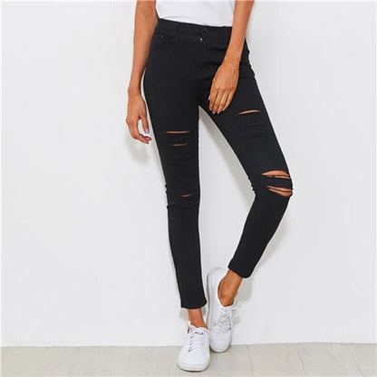 SweatyRocks Distressed Skinny Black Jeans